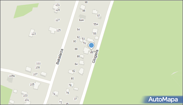 Radom, Glogiera Macieja, 49, mapa Radomia