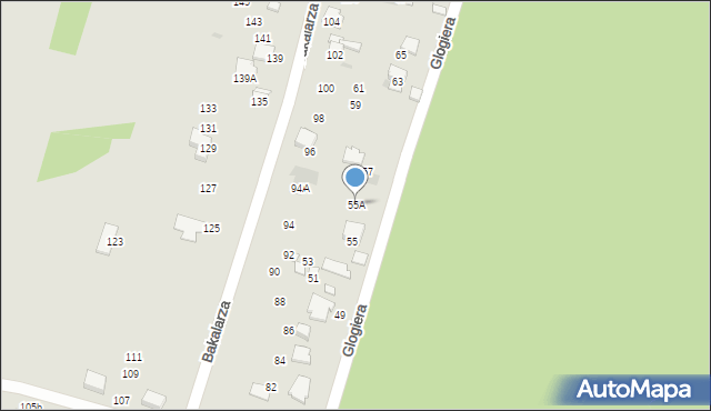 Radom, Glogiera Macieja, 55A, mapa Radomia