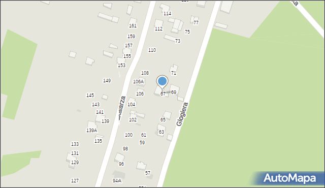 Radom, Glogiera Macieja, 67, mapa Radomia