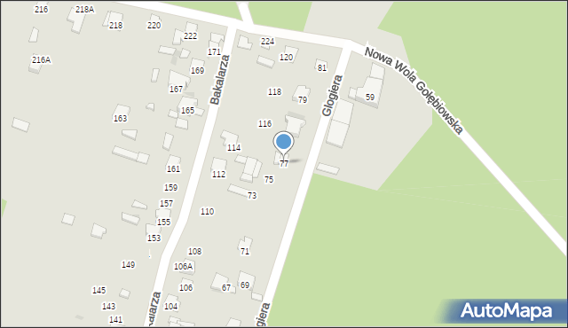 Radom, Glogiera Macieja, 77, mapa Radomia