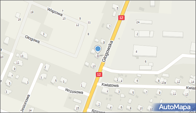 Radwanice, Głogowska, 11, mapa Radwanice