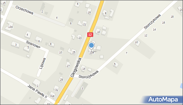 Radwanice, Głogowska, 12a, mapa Radwanice