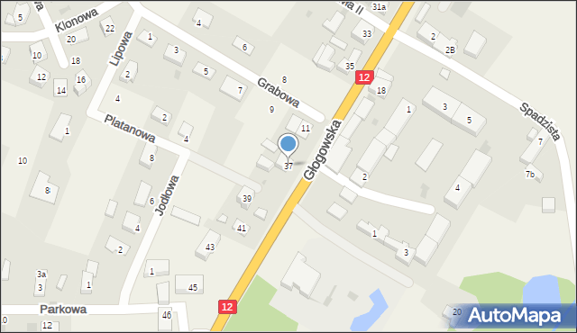 Radwanice, Głogowska, 37, mapa Radwanice