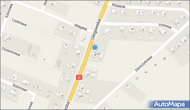 Radwanice, Głogowska, 8, mapa Radwanice