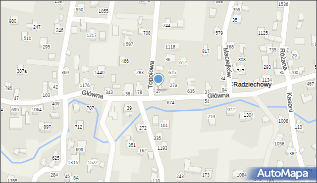 Radziechowy, Główna, 27, mapa Radziechowy