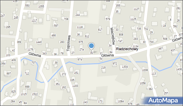 Radziechowy, Główna, 31, mapa Radziechowy