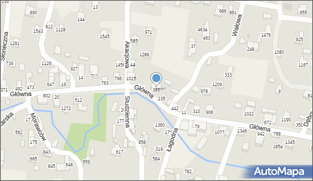 Radziechowy, Główna, 385, mapa Radziechowy