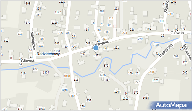 Radziechowy, Główna, 437, mapa Radziechowy