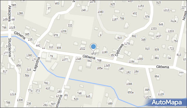 Radziechowy, Główna, 672, mapa Radziechowy