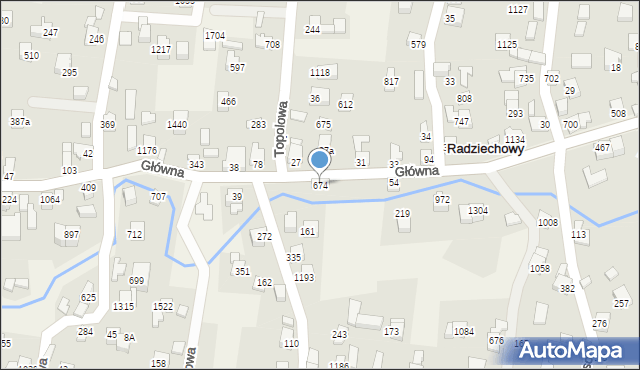 Radziechowy, Główna, 674, mapa Radziechowy
