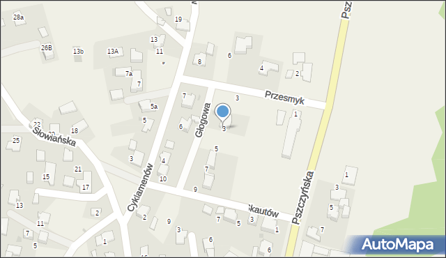 Rajsko, Głogowa, 3, mapa Rajsko