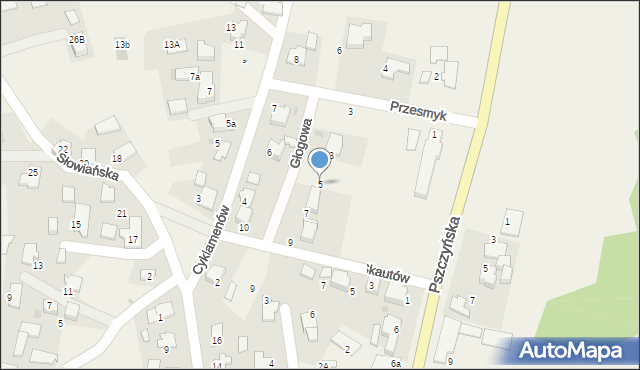 Rajsko, Głogowa, 5, mapa Rajsko