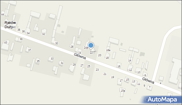 Raków Duży, Główna, 22, mapa Raków Duży
