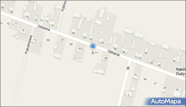Raków Duży, Główna, 61, mapa Raków Duży