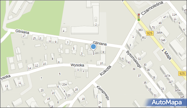 Ruda Śląska, Gliniana, 1, mapa Rudy Śląskiej