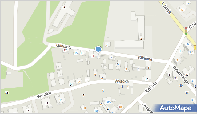 Ruda Śląska, Gliniana, 9, mapa Rudy Śląskiej