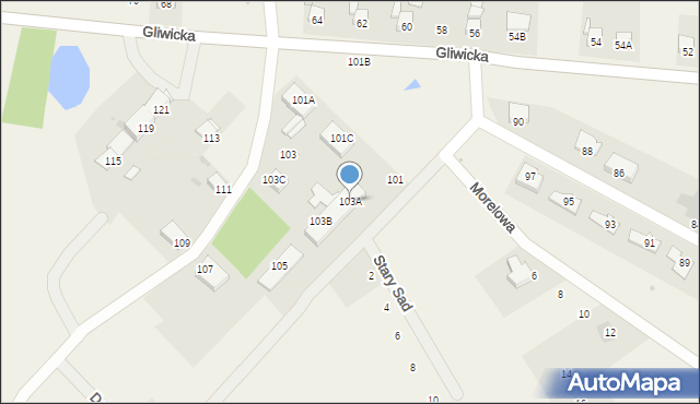 Rudno, Gliwicka, 103A, mapa Rudno