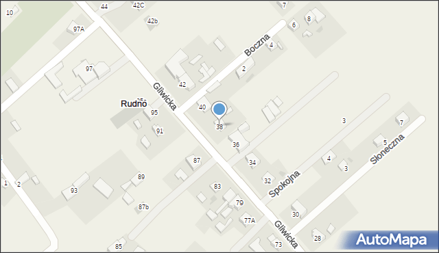 Rudno, Gliwicka, 38, mapa Rudno