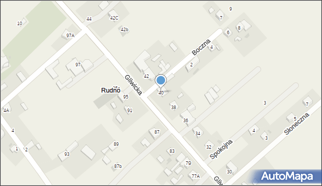 Rudno, Gliwicka, 40, mapa Rudno