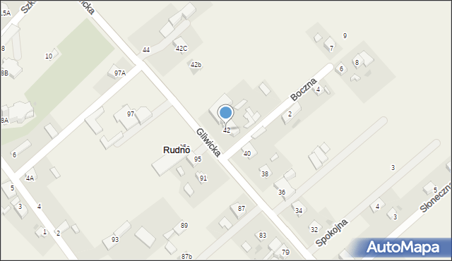Rudno, Gliwicka, 42, mapa Rudno