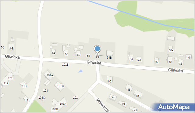 Rudno, Gliwicka, 56, mapa Rudno