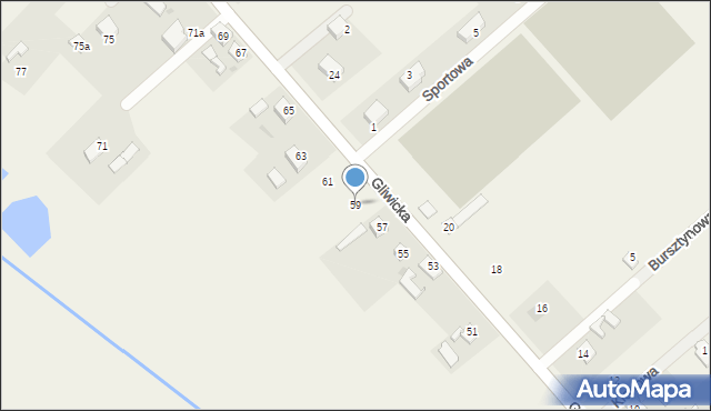 Rudno, Gliwicka, 59, mapa Rudno
