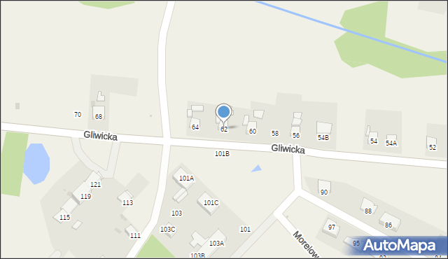 Rudno, Gliwicka, 62, mapa Rudno