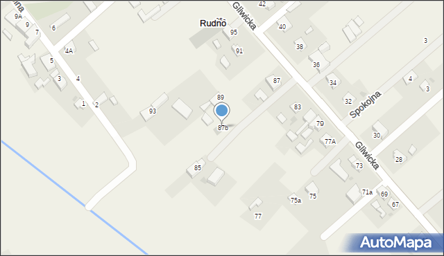 Rudno, Gliwicka, 87b, mapa Rudno