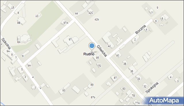 Rudno, Gliwicka, 95a, mapa Rudno