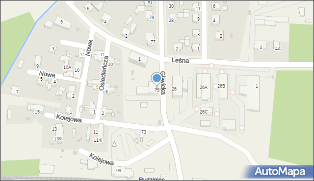 Rudziniec, Gliwicka, 75, mapa Rudziniec