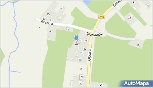 Ruski Bród, Główna, 22a, mapa Ruski Bród