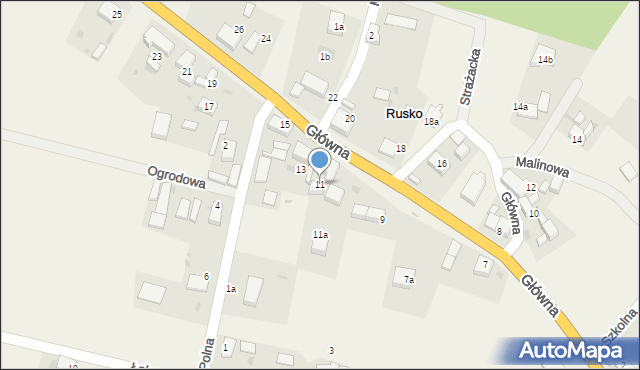 Rusko, Główna, 11, mapa Rusko