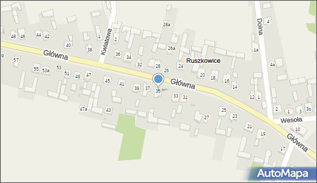 Ruszkowice, Główna, 35, mapa Ruszkowice