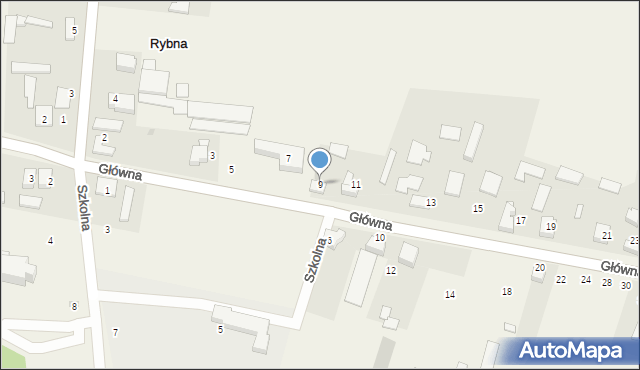 Rybna, Główna, 9, mapa Rybna