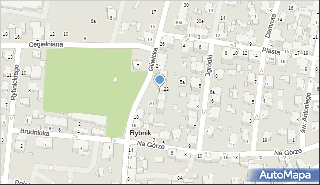 Rybnik, Gliwicka, 22c, mapa Rybnika