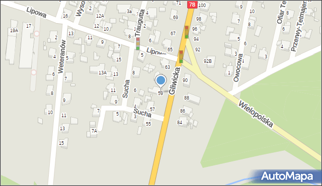 Rybnik, Gliwicka, 59, mapa Rybnika