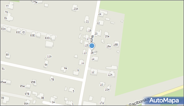 Rybnik, Głucha, 16, mapa Rybnika