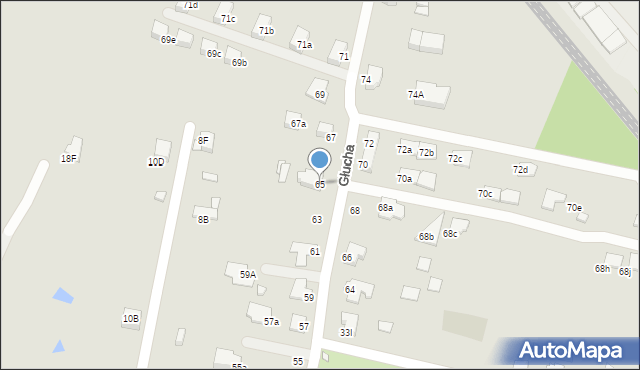 Rybnik, Głucha, 65, mapa Rybnika