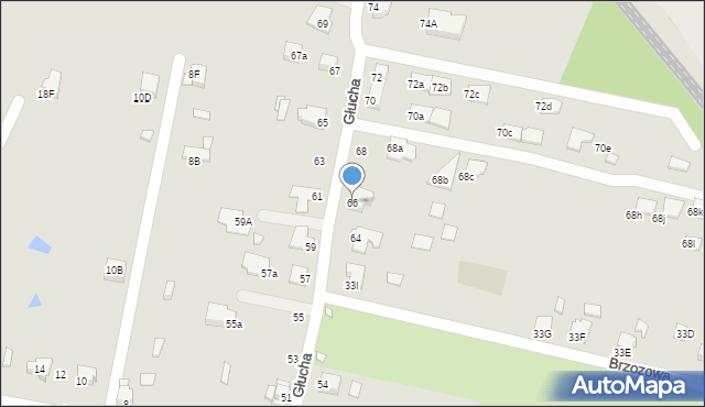 Rybnik, Głucha, 66, mapa Rybnika