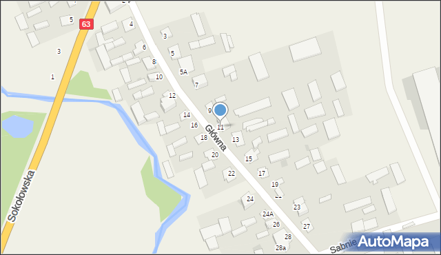 Sabnie, Główna, 11, mapa Sabnie