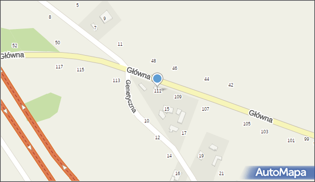 Sady, Główna, 111, mapa Sady