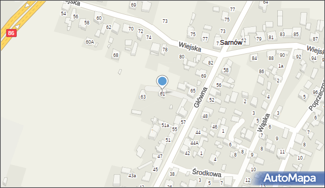 Sarnów, Główna, 61, mapa Sarnów