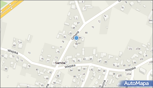 Sarnów, Główna, 64, mapa Sarnów
