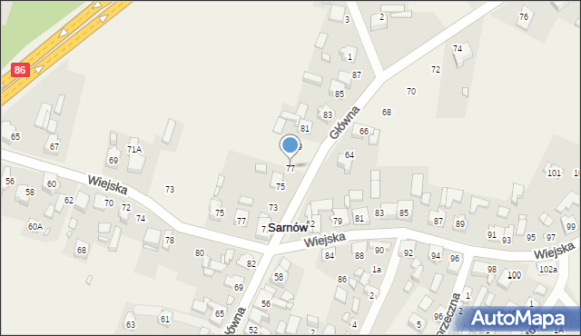 Sarnów, Główna, 77, mapa Sarnów