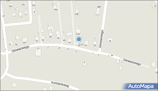 Sędziszów Małopolski, Głowackiego, 42, mapa Sędziszów Małopolski