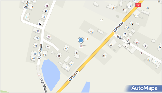 Serby, Główna, 11, mapa Serby