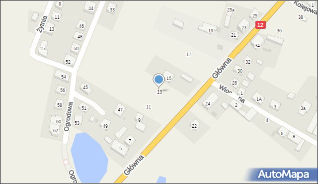 Serby, Główna, 13, mapa Serby