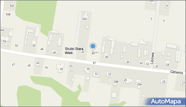 Siczki, Główna, 40, mapa Siczki