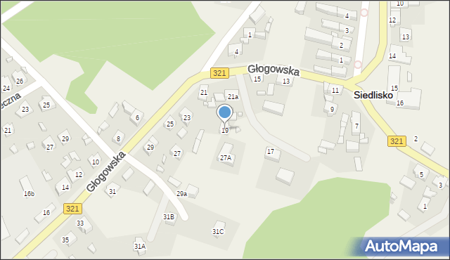 Siedlisko, Głogowska, 19, mapa Siedlisko