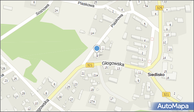Siedlisko, Głogowska, 4, mapa Siedlisko